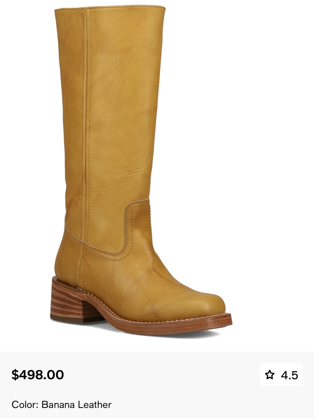FRYE Tall Banana Yellow Leather Boot